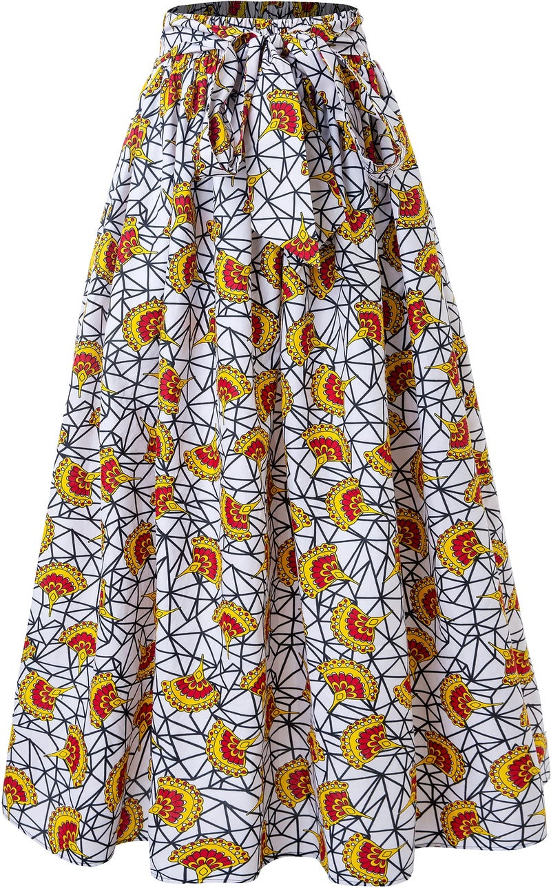 SHENBOLEN Women African Print Skirt Ankara Maxi Skirt Dashiki Skirt (One Size,A) - Image 1